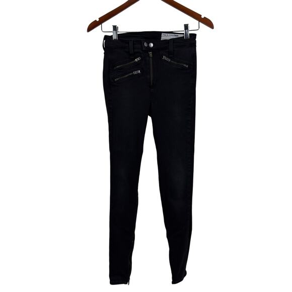 Rag & Bone Triple Zipper Moto Ankle Zip Jean in Metal Size 25 - Picture 4 of 11